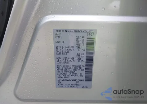 2013 Nissan Pathfinder S z USA, uszkodzony, nr VIN 5N1AR2MNXDC661398